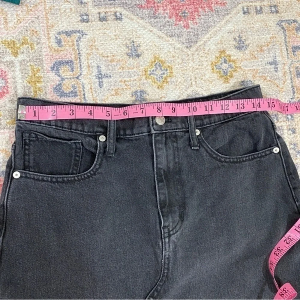 Madewell 28 Rigid A-Line Black Denim Jean‎ Skirt Frayed Hem